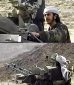Saeed Alghamdi training with weapons in Afghanistan.